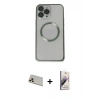 MARSİLYAN™- iPhone 13 Pro Max Kılıf Ahenk Işık Serisi - Siyah Bilvis 3D Mat Cam Ekran Koruyucu + Rainbow Kamera Lens Koruma Cam - REGD