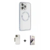 MARSİLYAN™- iPhone 13 Pro Max Kılıf Ahenk Işık Serisi - Siyah Bilvis 3D Mat Cam Ekran Koruyucu + Shine Kamera Lens - GD