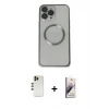 MARSİLYAN™- iPhone 13 Pro Max Kılıf Ahenk Işık Serisi - Siyah Bilvis 3D Mat Cam Ekran Koruyucu + Shine Kamera Lens - GD