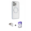 MARSİLYAN™- iPhone 13 Pro Max Kılıf Ahenk Işık Serisi - Siyah Bilvis 5in1 3D Magic Cam Ekran Koruyucu + Pers Alüminyum Kamera Lens - GD