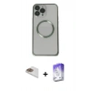 MARSİLYAN™- iPhone 13 Pro Max Kılıf Ahenk Işık Serisi - Siyah Bilvis 5in1 3D Magic Cam Ekran Koruyucu + Pers Alüminyum Kamera Lens - GD