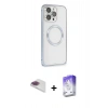 MARSİLYAN™- iPhone 13 Pro Max Kılıf Ahenk Işık Serisi - Siyah Bilvis 5in1 3D Magic Cam Ekran Koruyucu + Pers Alüminyum Kamera Lens - GI