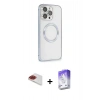 MARSİLYAN™- iPhone 13 Pro Max Kılıf Ahenk Işık Serisi - Siyah Bilvis 5in1 3D Magic Cam Ekran Koruyucu + Pers Alüminyum Kamera Lens - KI