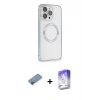 MARSİLYAN™- iPhone 13 Pro Max Kılıf Ahenk Işık Serisi - Siyah Bilvis 5in1 3D Magic Cam Ekran Koruyucu + Shine Kamera Lens Koruma Cam - PE