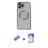 MARSİLYAN™- iPhone 13 Pro Max Kılıf Ahenk Işık Serisi - Siyah Bilvis 5in1 3D Magic Cam Ekran Koruyucu + Shine Kamera Lens Koruma Cam - PE
