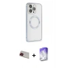 MARSİLYAN™- iPhone 13 Pro Max Kılıf Ahenk Işık Serisi - Siyah Bilvis 5in1 3D Magic Cam Ekran Koruyucu + Rainbow Kamera Lens Koruma Cam - KI