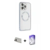 MARSİLYAN™- iPhone 13 Pro Max Kılıf Ahenk Işık Serisi - Siyah Bilvis 5in1 3D Magic Cam Ekran Koruyucu + Rainbow Kamera Lens Koruma Cam - BZ