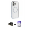 MARSİLYAN™- iPhone 13 Pro Max Kılıf Ahenk Işık Serisi - Siyah Bilvis 5in1 3D Magic Cam Ekran Koruyucu + Raze Metal Kamera Lens - GD