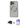 MARSİLYAN™- iPhone 13 Pro Max Kılıf Ahenk Işık Serisi - Siyah Bilvis 5in1 3D Magic Cam Ekran Koruyucu + Raze Metal Kamera Lens - GD