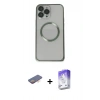 MARSİLYAN™- iPhone 13 Pro Max Kılıf Ahenk Işık Serisi - Siyah Bilvis 5in1 3D Magic Cam Ekran Koruyucu + Renkli Kamera Lens Koruma Cam - TU