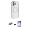 MARSİLYAN™- iPhone 13 Pro Max Kılıf Ahenk Işık Serisi - Siyah Bilvis 5in1 3D Magic Cam Ekran Koruyucu + Renkli Kamera Lens Koruma Cam - TU