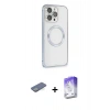 MARSİLYAN™- iPhone 13 Pro Max Kılıf Ahenk Işık Serisi - Siyah Bilvis 5in1 3D Magic Cam Ekran Koruyucu + Renkli Kamera Lens Koruma Cam - YL