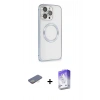 MARSİLYAN™- iPhone 13 Pro Max Kılıf Ahenk Işık Serisi - Siyah Bilvis 5in1 3D Magic Cam Ekran Koruyucu + Renkli Kamera Lens Koruma Cam - SI