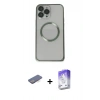 MARSİLYAN™- iPhone 13 Pro Max Kılıf Ahenk Işık Serisi - Siyah Bilvis 5in1 3D Magic Cam Ekran Koruyucu + Renkli Kamera Lens Koruma Cam - MI