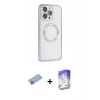 MARSİLYAN™- iPhone 13 Pro Max Kılıf Ahenk Işık Serisi - Siyah Bilvis 5in1 3D Magic Cam Ekran Koruyucu + Shine Kamera Lens Koruma Cam - MI
