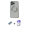 MARSİLYAN™- iPhone 13 Pro Max Kılıf Ahenk Işık Serisi - Siyah Bilvis 5in1 3D Magic Cam Ekran Koruyucu + Shine Kamera Lens Koruma Cam - GI