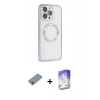 MARSİLYAN™- iPhone 13 Pro Max Kılıf Ahenk Işık Serisi - Siyah Bilvis 5in1 3D Magic Cam Ekran Koruyucu + Shine Kamera Lens Koruma Cam - GI
