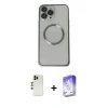 MARSİLYAN™- iPhone 13 Pro Max Kılıf Ahenk Işık Serisi - Siyah Bilvis 5in1 3D Magic Cam Ekran Koruyucu + Shine Kamera Lens - GD