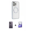 MARSİLYAN™- iPhone 13 Pro Max Kılıf Ahenk Işık Serisi - Siyah Bilvis 5in1 5D Magic Hayalet Cam Ekran Koruyucu + Neon Fosforlu Kamera Lens - BZ