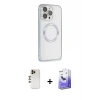 MARSİLYAN™- iPhone 13 Pro Max Kılıf Ahenk Işık Serisi - Siyah Bilvis 5in1 5D Magic Hayalet Cam Ekran Koruyucu + Shine Kamera Lens - GD