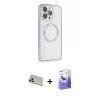MARSİLYAN™- iPhone 13 Pro Max Kılıf Ahenk Işık Serisi - Siyah Bilvis 5in1 5D Magic Hayalet Cam Ekran Koruyucu + Rainbow Kamera Lens Koruma Cam - REGD