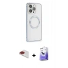 MARSİLYAN™- iPhone 13 Pro Max Kılıf Ahenk Işık Serisi - Siyah Bilvis 5in1 5D Magic Hayalet Cam Ekran Koruyucu + Pers Alüminyum Kamera Lens - KI