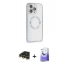 MARSİLYAN™- iPhone 13 Pro Max Kılıf Ahenk Işık Serisi - Siyah Bilvis 5in1 5D Magic Hayalet Cam Ekran Koruyucu + Raze Metal Kamera Lens - GD