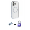 MARSİLYAN™- iPhone 13 Pro Max Kılıf Ahenk Işık Serisi - Siyah Bilvis 5in1 5D Magic Hayalet Cam Ekran Koruyucu + Shine Kamera Lens Koruma Cam - MI