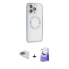 MARSİLYAN™- iPhone 13 Pro Max Kılıf Ahenk Işık Serisi - Siyah Bilvis 5in1 5D Magic Hayalet Cam Ekran Koruyucu + Pers Alüminyum Kamera Lens - GD
