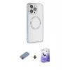 MARSİLYAN™- iPhone 13 Pro Max Kılıf Ahenk Işık Serisi - Siyah Bilvis 5in1 5D Magic Hayalet Cam Ekran Koruyucu + Shine Kamera Lens Koruma Cam - PE
