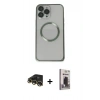 MARSİLYAN™- iPhone 13 Pro Max Kılıf Ahenk Işık Serisi - Siyah Bilvis Hayalet Cam Ekran Koruyucu + Raze Metal Kamera Lens - GD