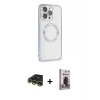 MARSİLYAN™- iPhone 13 Pro Max Kılıf Ahenk Işık Serisi - Siyah Bilvis Hayalet Cam Ekran Koruyucu + Raze Metal Kamera Lens - GD