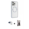 MARSİLYAN™- iPhone 13 Pro Max Kılıf Ahenk Işık Serisi - Siyah Bilvis Hayalet Cam Ekran Koruyucu + Pers Alüminyum Kamera Lens - LT