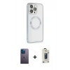 MARSİLYAN™- iPhone 13 Pro Max Kılıf Ahenk Işık Serisi - Siyah Bilvis Hayalet Cam Ekran Koruyucu + Neon Fosforlu Kamera Lens - MI