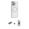 MARSİLYAN™- iPhone 13 Pro Max Kılıf Ahenk Işık Serisi - Siyah Bilvis Hayalet Cam Ekran Koruyucu + Renkli Kamera Lens Koruma Cam - MI