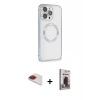 MARSİLYAN™- iPhone 13 Pro Max Kılıf Ahenk Işık Serisi - Siyah Bilvis Hayalet Cam Ekran Koruyucu + Pers Alüminyum Kamera Lens - KI