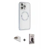 MARSİLYAN™- iPhone 13 Pro Max Kılıf Ahenk Işık Serisi - Siyah Bilvis Hayalet Cam Ekran Koruyucu + Pers Alüminyum Kamera Lens - GD