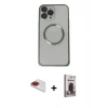 MARSİLYAN™- iPhone 13 Pro Max Kılıf Ahenk Işık Serisi - Siyah Bilvis Hayalet Cam Ekran Koruyucu + Pers Alüminyum Kamera Lens - KI