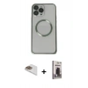 MARSİLYAN™- iPhone 13 Pro Max Kılıf Ahenk Işık Serisi - Siyah Bilvis Hayalet Cam Ekran Koruyucu + Pers Alüminyum Kamera Lens - GD