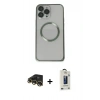 MARSİLYAN™- iPhone 13 Pro Max Kılıf Ahenk Işık Serisi - Siyah Bilvis Hayalet Cam Ekran Koruyucu + Raze Metal Kamera Lens - GD