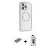 MARSİLYAN™- iPhone 13 Pro Max Kılıf Ahenk Işık Serisi - Siyah Bilvis Hayalet Cam Ekran Koruyucu + Renkli Kamera Lens Koruma Cam - SI