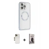 MARSİLYAN™- iPhone 13 Pro Max Kılıf Ahenk Işık Serisi - Siyah Bilvis Hayalet Cam Ekran Koruyucu + Shine Kamera Lens - GD