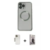 MARSİLYAN™- iPhone 13 Pro Max Kılıf Ahenk Işık Serisi - Siyah Bilvis Hayalet Cam Ekran Koruyucu + Shine Kamera Lens - GD