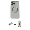MARSİLYAN™- iPhone 13 Pro Max Kılıf Ahenk Işık Serisi - Siyah Bilvis Hayalet Cam Ekran Koruyucu + Shine Kamera Lens Koruma Cam - MI