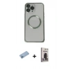 MARSİLYAN™- iPhone 13 Pro Max Kılıf Ahenk Işık Serisi - Siyah Bilvis Hayalet Cam Ekran Koruyucu + Shine Kamera Lens Koruma Cam - MI