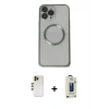 MARSİLYAN™- iPhone 13 Pro Max Kılıf Ahenk Işık Serisi - Siyah Bilvis Hayalet Cam Ekran Koruyucu + Shine Kamera Lens - GD