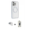 MARSİLYAN™- iPhone 13 Pro Max Kılıf Ahenk Işık Serisi - Siyah Bilvis Hayalet Cam Ekran Koruyucu + Pers Alüminyum Kamera Lens - SABE