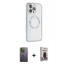 MARSİLYAN™- iPhone 13 Pro Max Kılıf Ahenk Işık Serisi - Siyah Bilvis Hayalet Cam Ekran Koruyucu + Neon Fosforlu Kamera Lens - YL