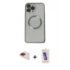 MARSİLYAN™- iPhone 13 Pro Max Kılıf Ahenk Işık Serisi - Siyah Joko 5D Cam + Pers Alüminyum Kamera Lens - KI