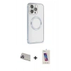 MARSİLYAN™- iPhone 13 Pro Max Kılıf Ahenk Işık Serisi - Siyah Joko 5D Cam + Rainbow Kamera Lens Koruma Cam - MR